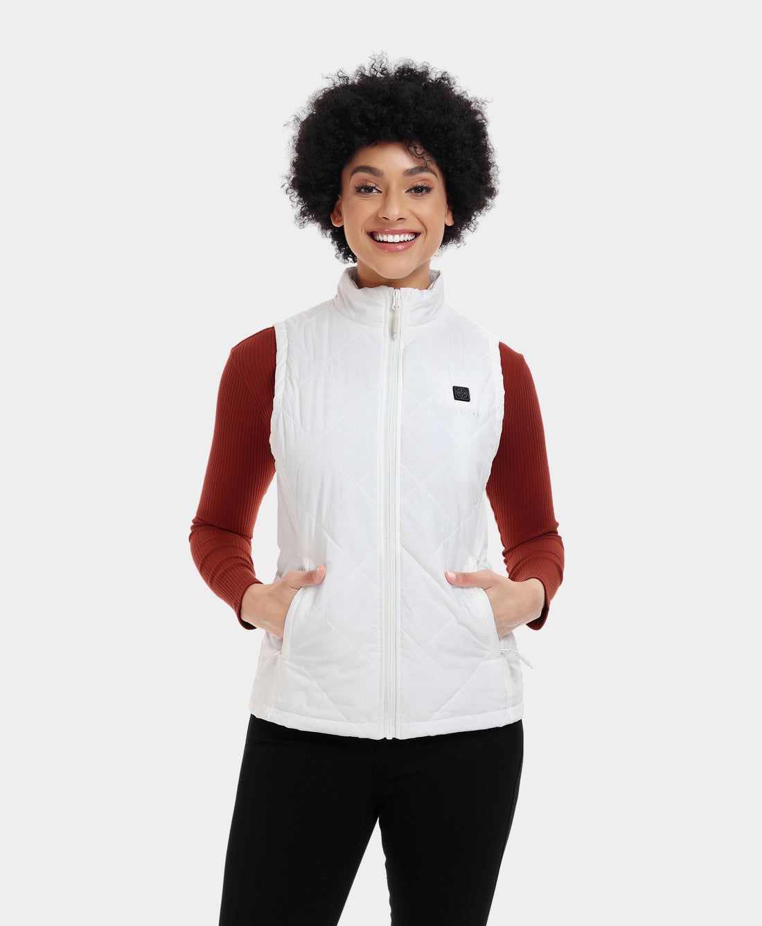 Women Ororo Quilted Heated Vest White | US-596UIKASX