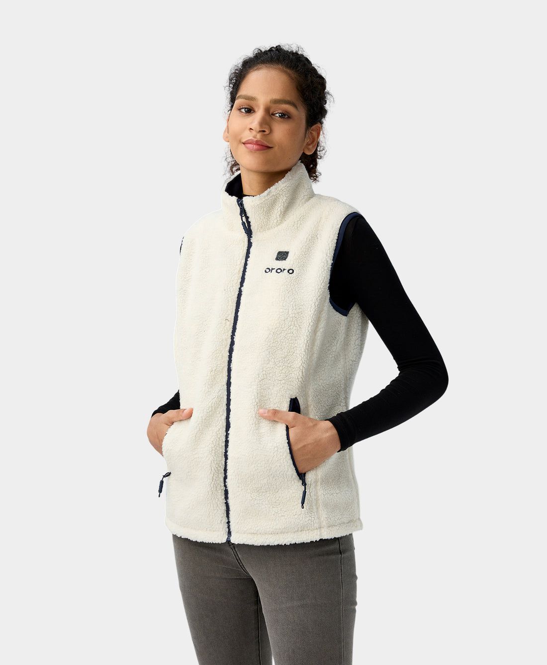 Women Ororo Recycled Fleece Heated Vest Cream | US-780TQDJHE