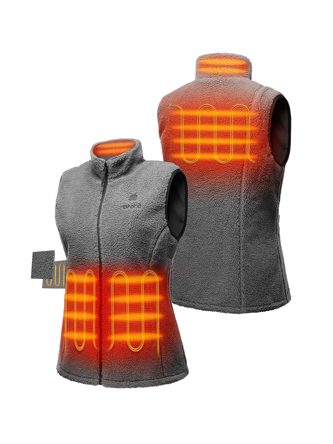 Women Ororo Recycled Fleece Heated Vest Grey | US-215ULDZOW