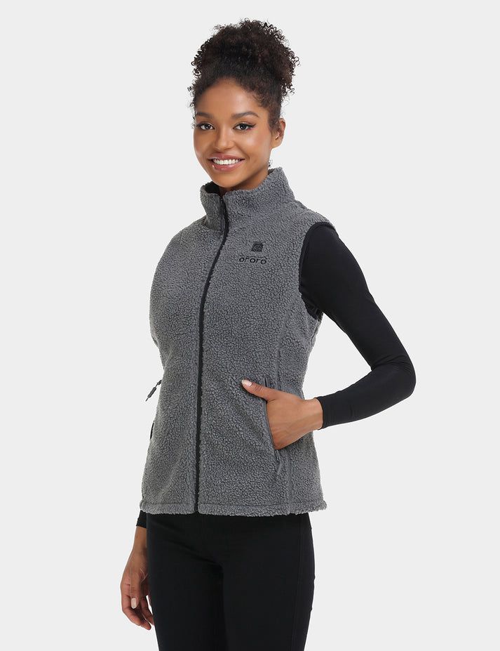 Women Ororo Recycled Fleece Heated Vest Grey | US-215ULDZOW