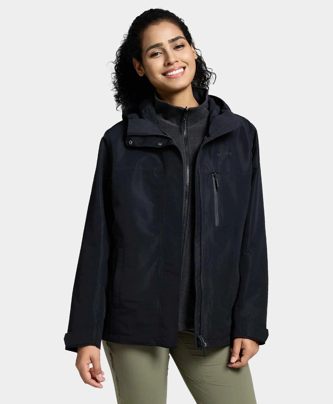 Women Ororo River Ridge 3-in-1 With Fleece Liner Heated Jacket Black | US-649AOWBTQ