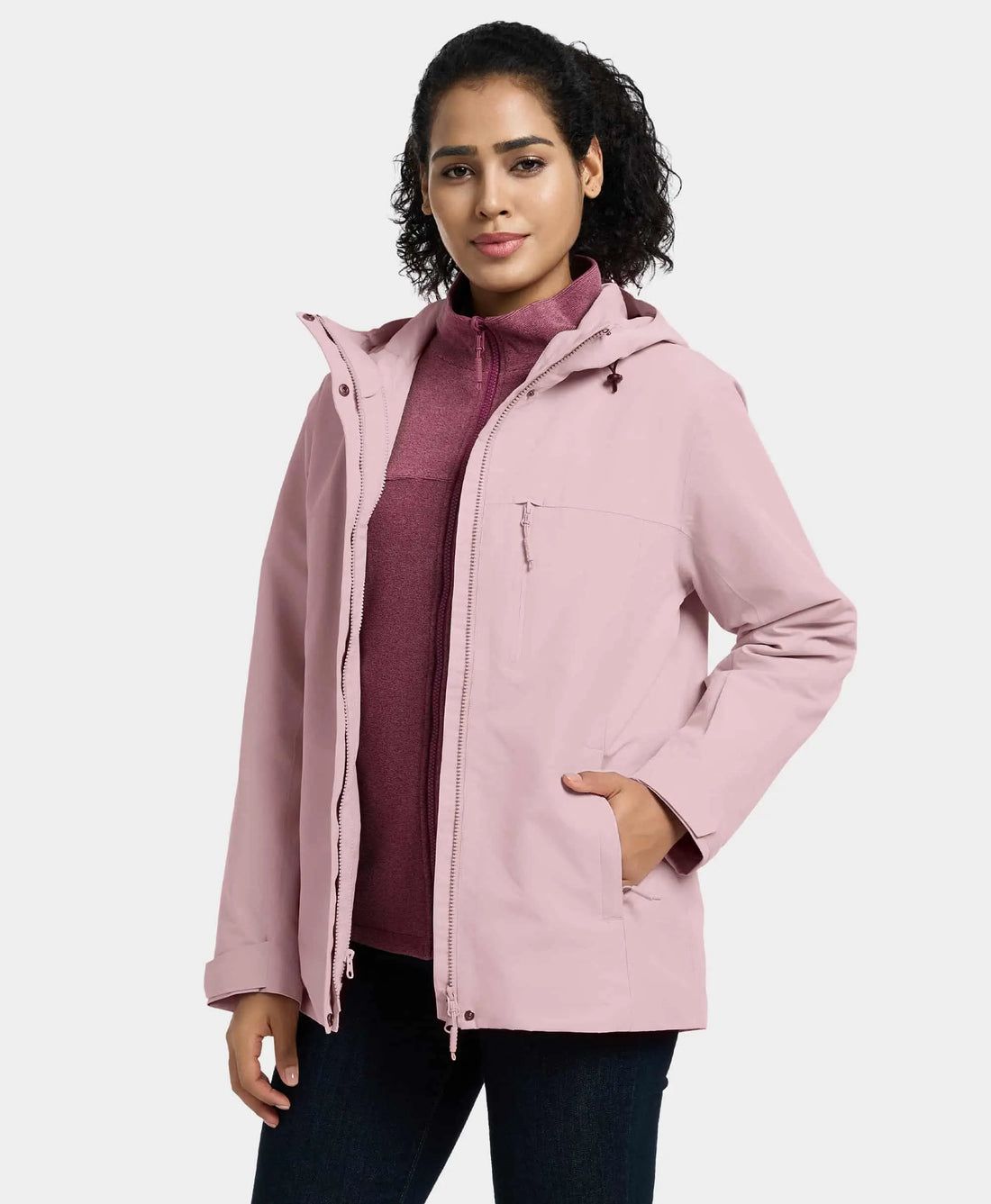 Women Ororo River Ridge 3-in-1 With Fleece Liner Heated Jacket Pink | US-956LDKHNS