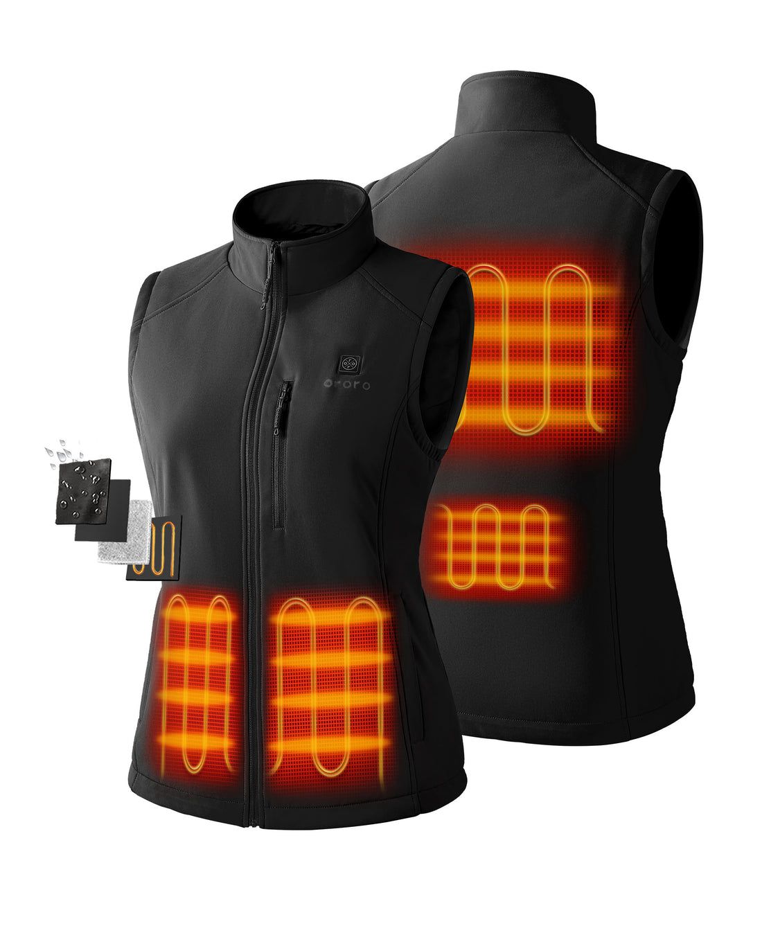 Women Ororo Softshell Heated Vest Black | US-243ZFSNUA