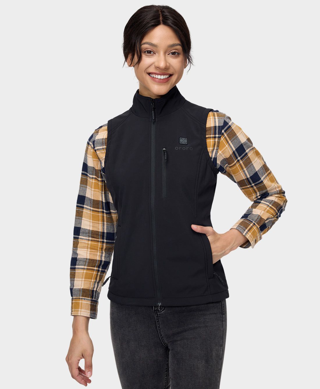 Women Ororo Softshell Heated Vest Black | US-243ZFSNUA