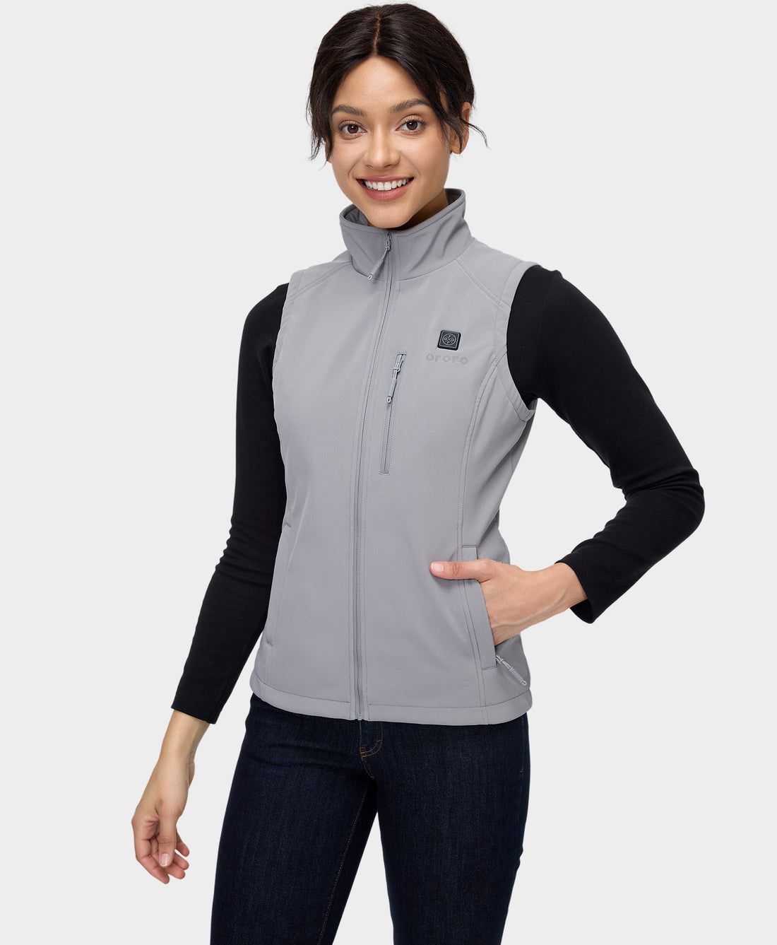 Women Ororo Softshell Heated Vest Grey | US-983YWZIBK