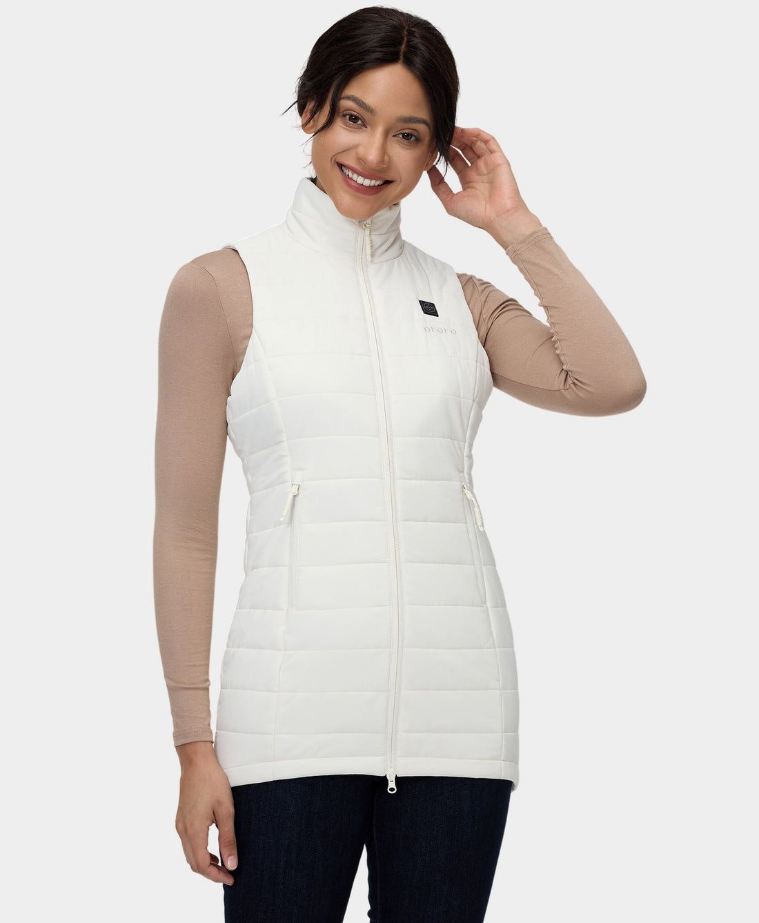 Women Ororo Tribeca Long Puffer Heated Vest White | US-016AOHLMU