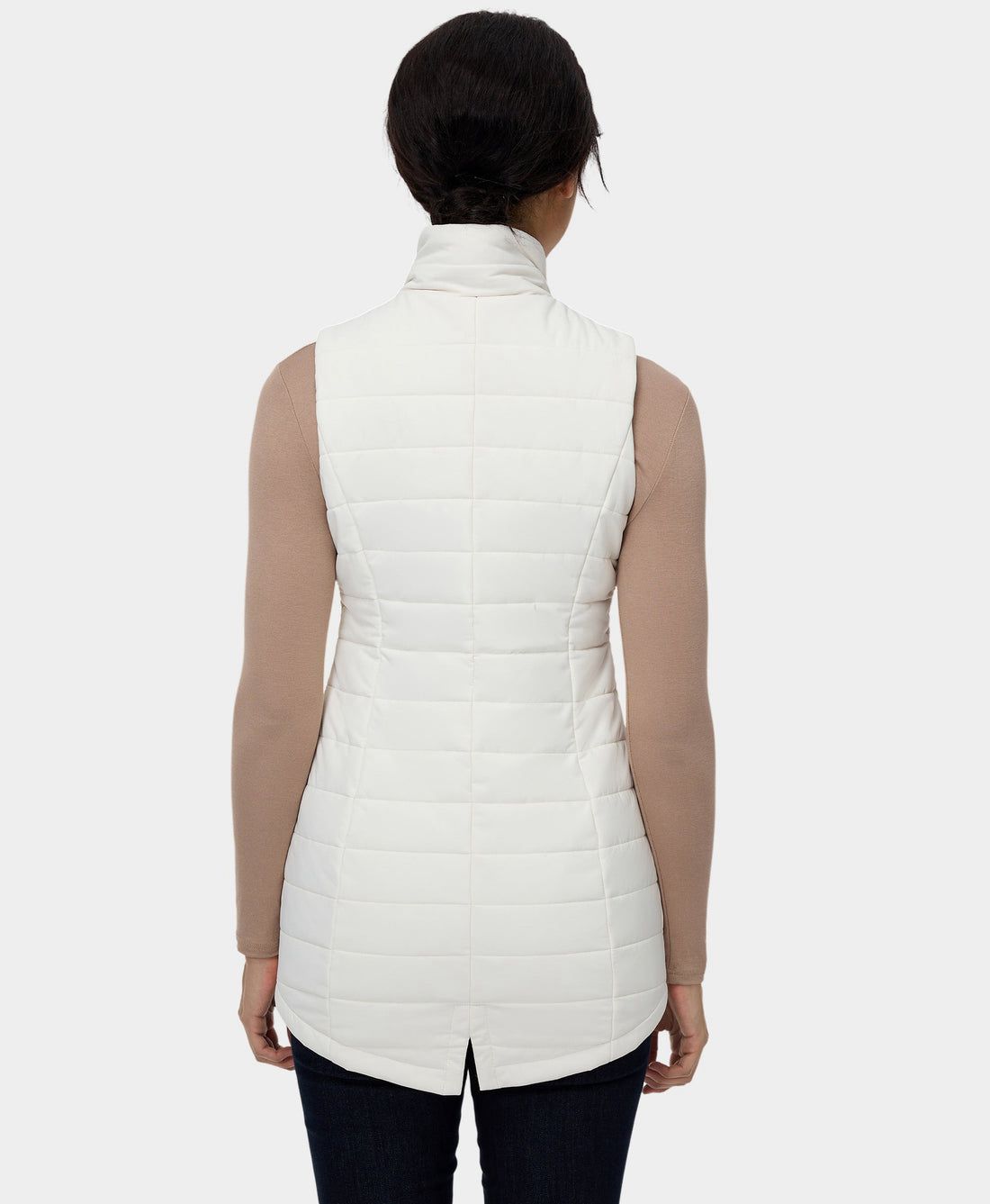 Women Ororo Tribeca Long Puffer Heated Vest White | US-016AOHLMU